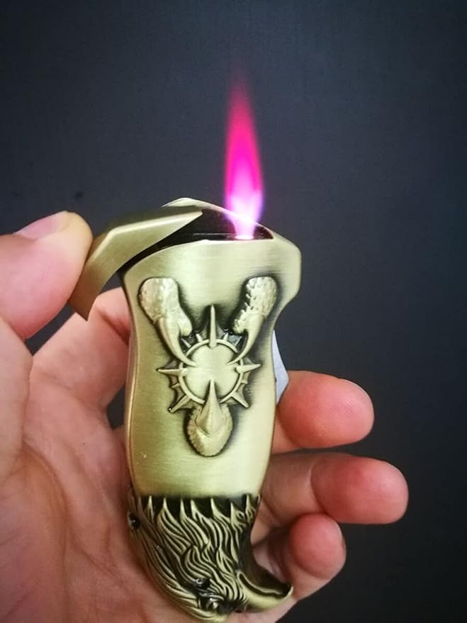 Pocket Knife Windproof Lighter Butane Metal Lighter, Eagle Head Design ,Outdoor Survival Tool ,Gifts for Men（Come Without Gas）