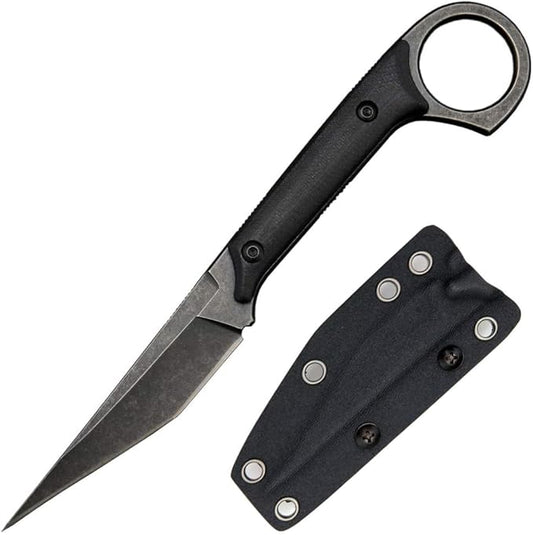 GTK140 Fixed Blade Knife, D2 Steel Blade G10 Handle EDC Tool Knife for Outdoor Camping Hiking Hunting(Black)