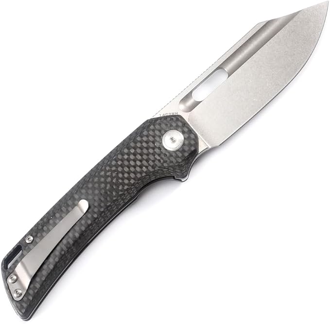 Knife Folding Pocket Knife 3.5 "Stone Wash 14C28N Blade (Fiber stalk)