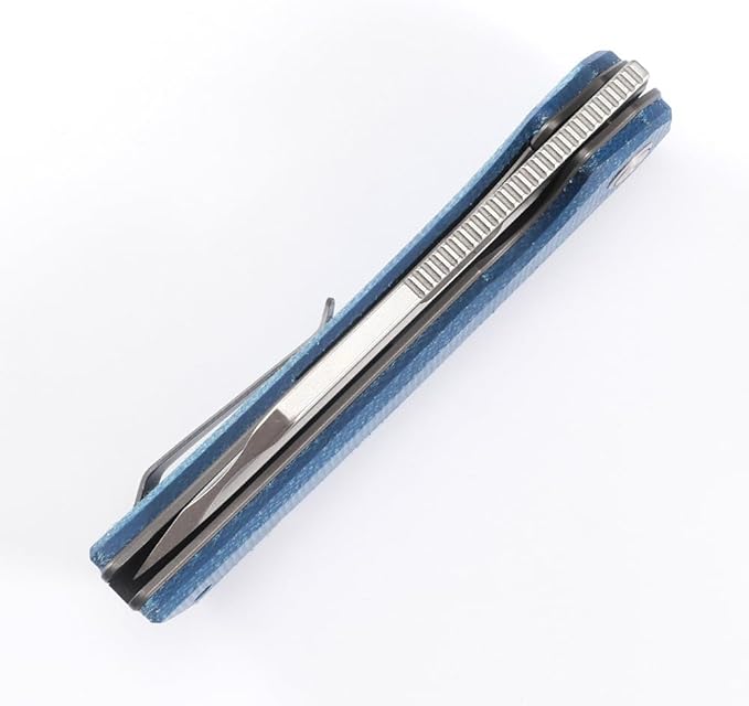 Knife Folding Pocket Knife 3.5 "Stone Wash 14C28N Blade (Blue)