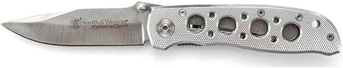 Smith & Wesson Extreme Ops CK105H 7.3in S.S. Folding Knife with 3.2in Drop Point Blade and Aluminum Handle for Outdoor, Tactical, Survival and EDC