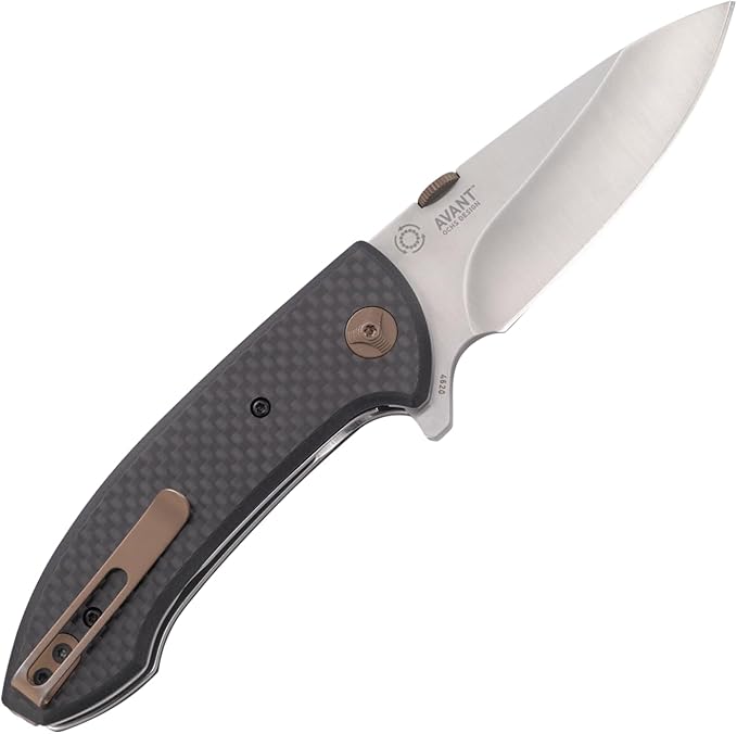CRKT Avant EDC Folding Pocket Knife: Everyday Carry, Satin Blade with Thumb Disk, IKBS Ball Bearing Pivot, Liner Lock, Carbon Fiber Overlay Handle, Reversible Pocket Clip 4620