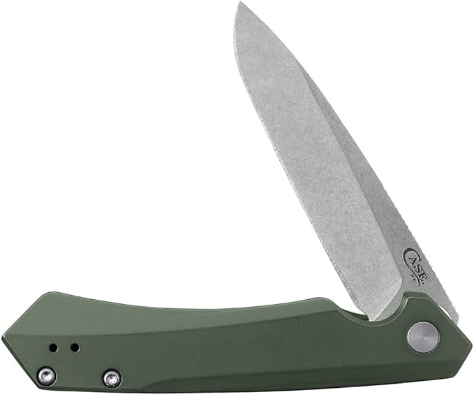 Case XX WR Pocket Knife Kinzua EDC, S35VN Spear Blade, OD Green Anodized Aluminum Handle W/Clip #64659 (KINZUA) 4 3/4" Inches Closed