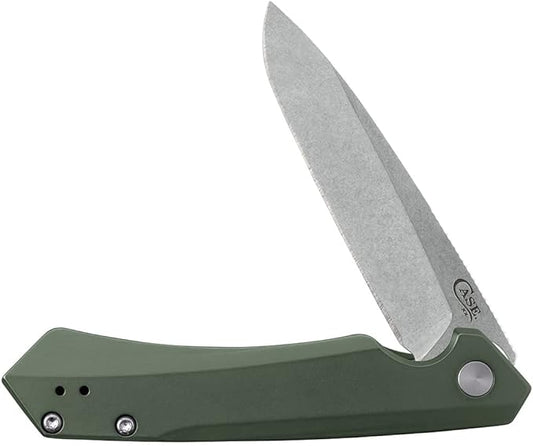 Case XX WR Pocket Knife Kinzua EDC, S35VN Spear Blade, OD Green Anodized Aluminum Handle W/Clip #64659 (KINZUA) 4 3/4" Inches Closed