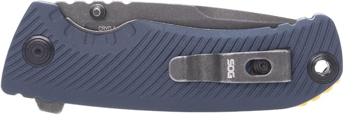 SOG Tellus ATK Outdoor Assisted Opening Frame Lock Folding Knives | Ambidextrous GRN Handle | CRYO 440C Stainless Steel Blade | Adjustable Belt Clip