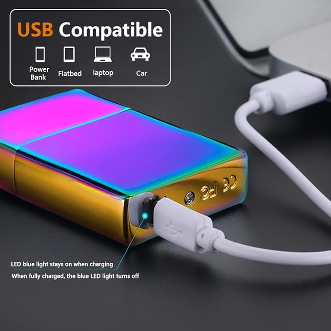 Plasma Lighter Electronic Lighter Rechargeable USB Electric Lighter Dual Arc Lighter Candle Lighter Cool Unique Lighter Windproof Flameless Lighter with Gift Box for Men, Women's (Color)