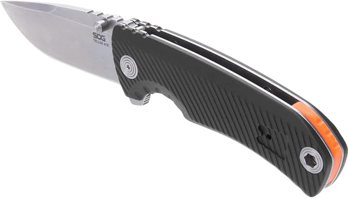 SOG Tellus ATK Outdoor Assisted Opening Frame Lock Folding Knives | Ambidextrous GRN Handle | CRYO 440C Stainless Steel Blade | Adjustable Belt Clip
