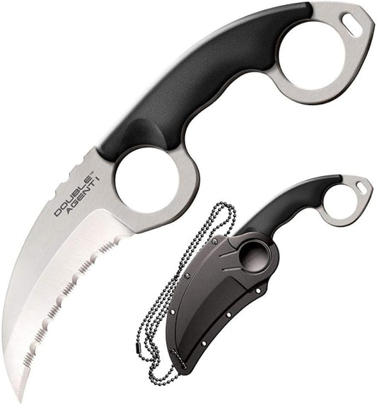 Cold Steel Double Agent Series Fixed Blade Knife with Sheath