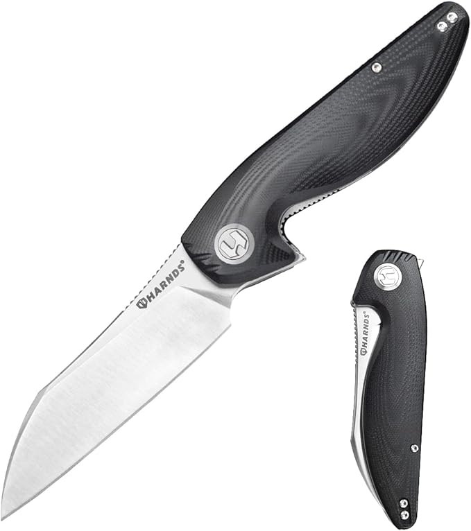 Parrot Folding Pocket Knife with Clip and Blade Lock, 8.4" EDC Folding Knife with Sweatproof G10 handle and 14C28N Stainless Blade (Black)