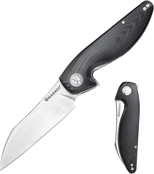 Parrot Folding Pocket Knife with Clip and Blade Lock, 8.4" EDC Folding Knife with Sweatproof G10 handle and 14C28N Stainless Blade (Black)