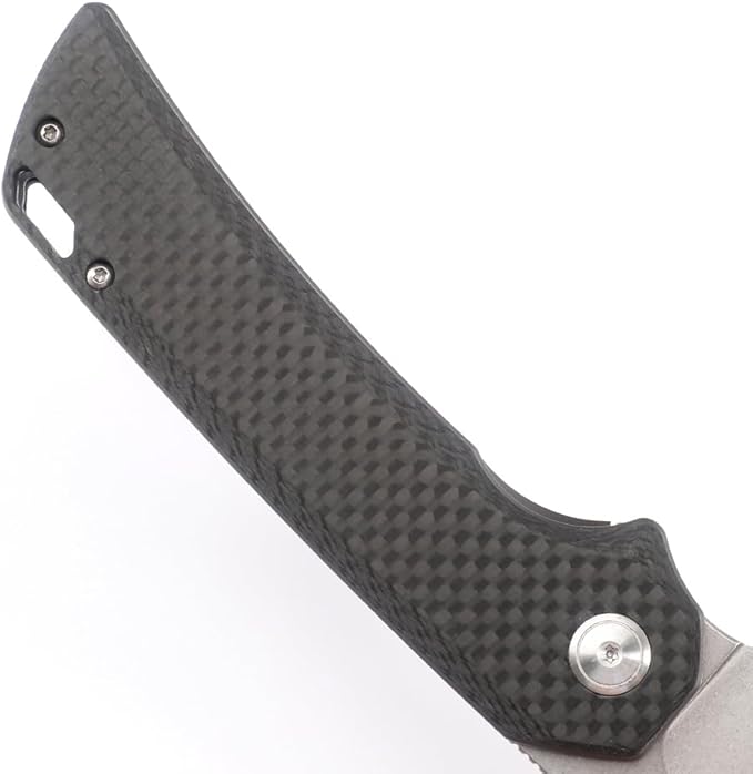 Knife Folding Pocket Knife 3.5 "Stone Wash 14C28N Blade (Fiber stalk)