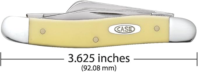 Case XX WR Pocket Knife Madium Stockman With Synthetic Handle, Carbon Steel CV Blades, Length Closed: 3 5/8 Inches (Yellow Synthetic)