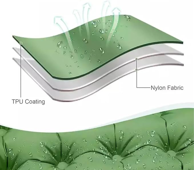 Double Sleeping Pad, Self-Inflating Sleeping Pad for Camping, Camping Sleeping Pad with Built-in Pump, 4" Extra Thickness Inflatable Sleeping Mat, Twin Air Mattress for Traveling (Green)