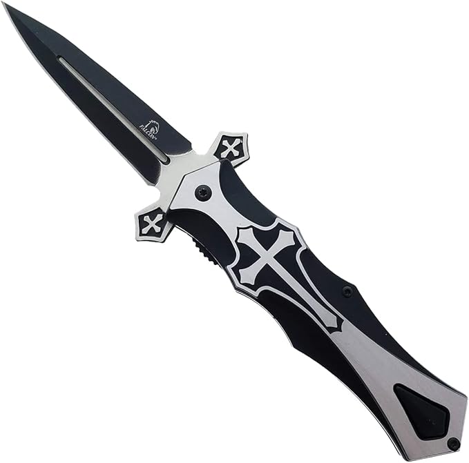 Tac Force stainless steel Dagger Style Folding Knife, Black