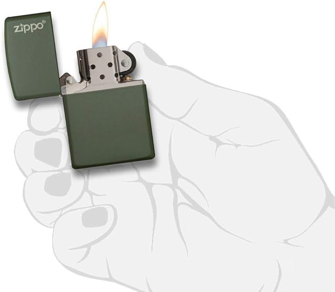 Zippo Green Matte Logo Pocket Lighter