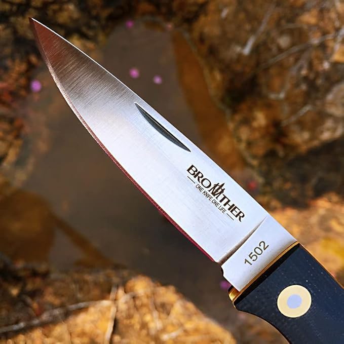 Watchman Brother 1502 Floding Knife 440C Blade G10 Brass Drop Point