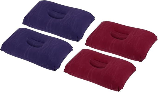 PATIKIL Inflatable Pillow, 4 Pack Squared Ultralight Camping Travel Pillow Desk Rest Neck Support for Hiking Backpacking Office, Dark Purple, Wine Red