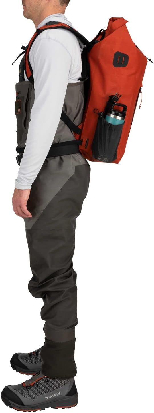 Simms Dry Creek Roll Top Backpack, Waterproof Bag, Simms Orange