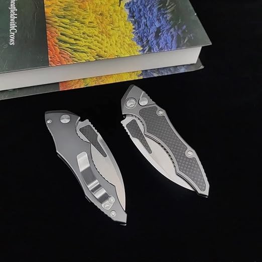 EDC Folding Pocket Knife,D2 Blade Steel, Carbon Fiber Handle, Sharp Raptor Claw Knife for Camping and Hunting.