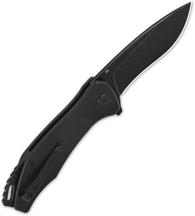 QSP KNINFE Raven 4.5" Flipper Folding Pocket Knife, D2 Blade G10 or Micarta Handle, Smooth Flipper Opening Knife