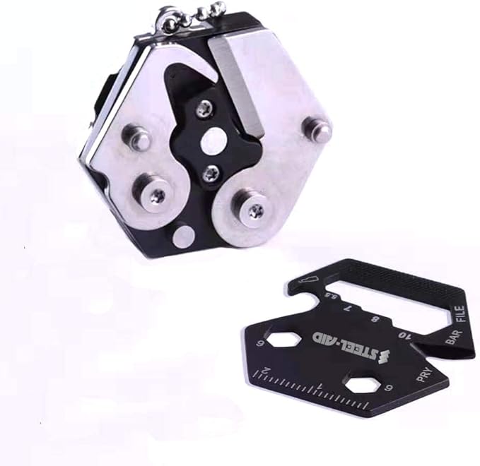 Multitool Card Key Chain – Hexagonal Kit with Micro Screw Driver Set, Bottle Opener, EDC Tools, Multipurpose, Foldable Survival Tool Set for Men & Women Christmas Gifts Under 10 Dollars