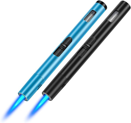LcFun Butane Lighters 2 Pack Refillable Torch Lighter Adjustable Flame Candle Lighter Windproof Lighters for Candle, Grill, Camping (Butane Not Included)