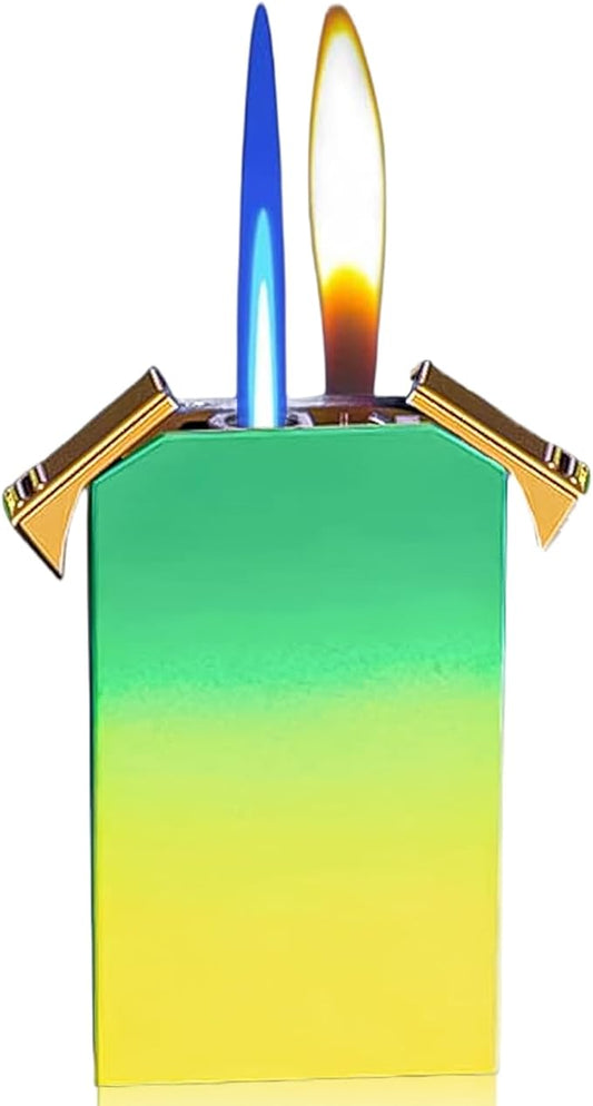 Cool Jet Torch Lighers Dual Flame Lighter, Pretty Aesthetic, Refillable & Adjustable, Gift for Men Fireplace Candles Camping BBQ (Without Gas)