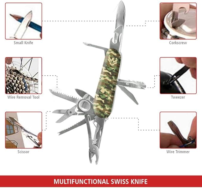 Swiss Eagle Classic Multi-Tool Army Knife - Packs 30 Tools In Your Pocket
