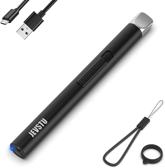 Electric Lighter, Candle Lighter USB Rechargeable Lighter, Arc Windproof Flameless Plasma Lighter Long Stick with Rope and Ring, Perfect for Candle BBQ Camping Kitchen Stove, Black