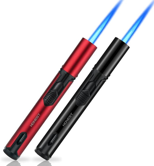 PROMISE Torch Lighters, Butane Lighters Refillable Single Jet Flame for Candle Grill BBQ Camping (Black&Red)