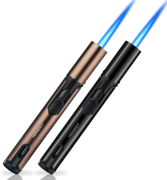 PROMISE Torch Lighters, Butane Lighters Refillable Single Jet Flame for Candle Grill BBQ Camping (Black&Brown)