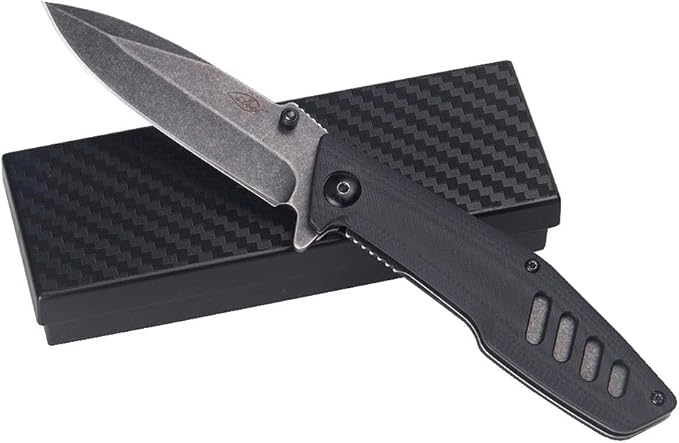 ILEAF Pocket Folding Knife, 3.2 inch 5Cr13 Stainless Steel Blade, Black G10 Handle, Liner Lock for Everyday Carry Outdoor Camping (5Cr13 Steel)