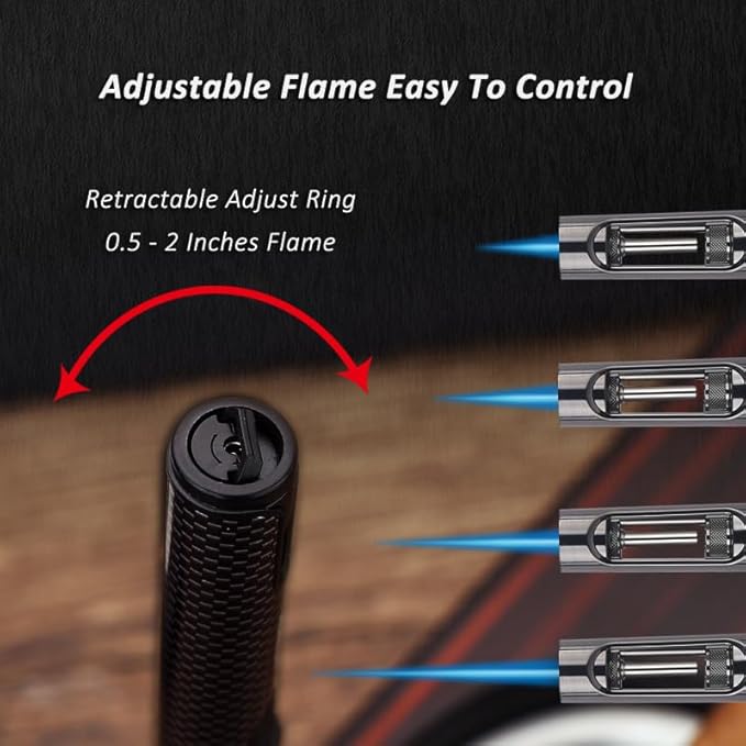 HONEST Torch Lighters Butane Lighters Refillable Single Jet Flame for Candle Grill BBQ Camping (Black)