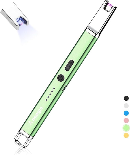 Lighter Electric Candle Lighter Upgraded Rechargeable Candle Lighter with LED Flashlight Windproof Flameless and Hanging Hook LED Battery Display Arc Candle Lighter for Candle Grill Camping