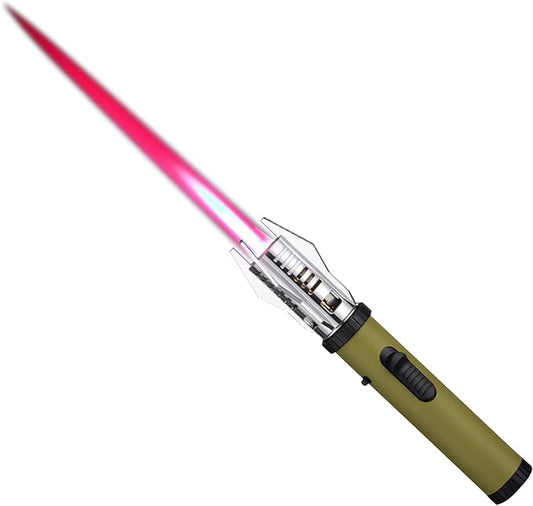 Large Butane Torch Lighter, Windproof Jet Flame Lighters, Flame Adjustable & Refillable, Cool Lighter with Flame Switch Lock.(Butane Not Include)