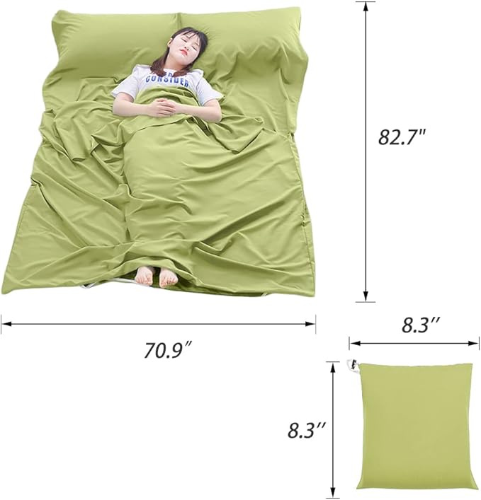 Sleeping Bag Liner Lightweight Compact Sleeping Bag Sack Portable Clean Travel Sheet Camping Sleep Sheet for Backpacking Hotel Hiking