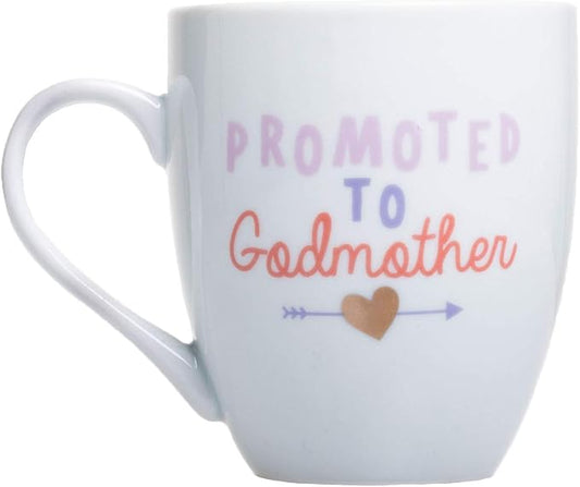 Pearhead Promoted To Godmother Mug, Keepsakes For Godmothers, New Baby Blessing Keepsakes, Godmother Proposal Gift, Holds 14 oz