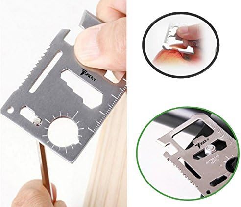 Survival Credit Card Multitool by Tuncily (Silver) - 11 in 1 Wallet Multipurpose Tool, Bottle Opener, Everyday Utility Tactical Multi Tool | Surprise Gift for All Occasions