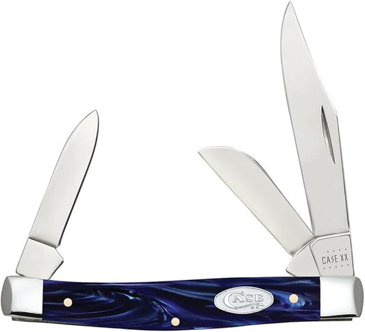 Case XX WR POCKET KNIFE MEDIUM STOCKMAN BLUE PEARL KIRINITE, ITEM 23442, LENGTH CLOSED 3 1/4 INCH (10344 SS)
