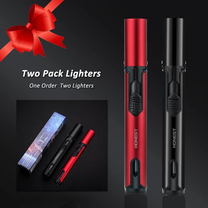 PROMISE Torch Lighters, Butane Lighters Refillable Single Jet Flame for Candle Grill BBQ Camping (Black&Red)