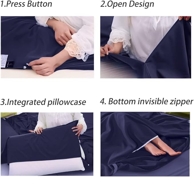 Sleeping Bag Liner Lightweight Compact Sleeping Bag Sack Portable Clean Travel Sheet Camping Sleep Sheet for Backpacking Hotel Hiking