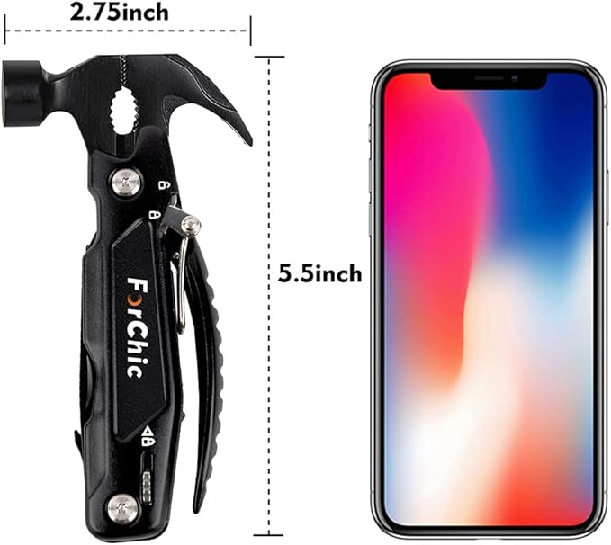 Hammer Multi Tool 12 in 1 Hammer Camping Gear Survival Tool, Birthday Christmas Gift for Men, Christmas Gifts for Dad Who Wants Nothing, Mens Gifts for Him, Dad, Husband, Grandpa, Boyfriend