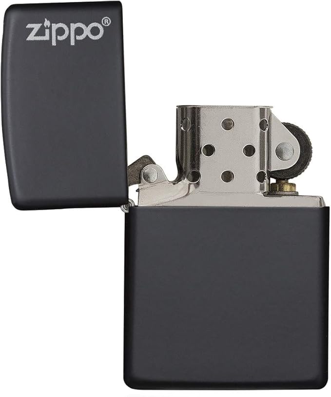 Zippo Logo Black Matte Pocket Lighter