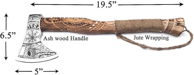 Handmade Viking Axe Real Carbon Steel Axe with Leather Sheath Camping Bearded Axes & Hatchets Hunting Axe Valentine's Day Gift, Camping & Hiking | Knives & Tools | Birthday Gift for him (VK-Ax-18)