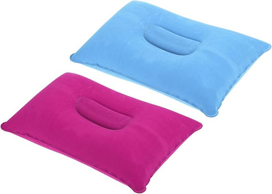 PATIKIL Inflatable Pillow, 2 Pack Ultralight Camping Travel Pillow Desk Rest Neck Support for Hiking Backpacking Office, Pink Dark Blue