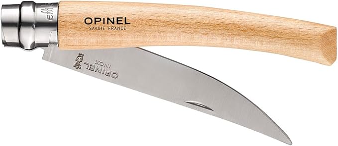 Opinel Effile Slimline Series Folding Fillet Knife – Slim Blade Folding Knife, Virobloc Locking Collar, Sustainably Harvested Wood Handles, Updated Blade Profile (Beechwood/No.10)