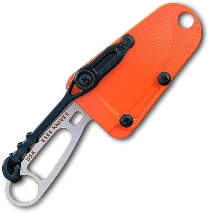 ESEE Imlay SAR Swiftwater Rescue Knife, Sheath, Clip Plate, & Retention Strap (Orange Sheath)