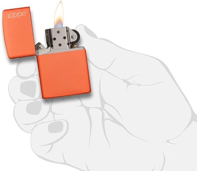 Zippo Classic Orange Matte with Logo Pocket Lighter