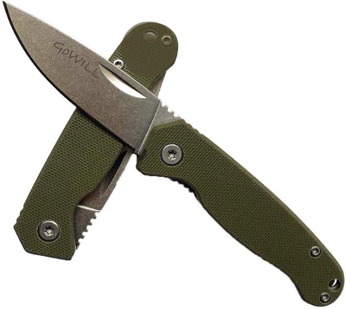 Small Keychain Thin Lightweight Pocket Knife for Kids, Men, Women Everyday Carry, Stainless Steel Blade G10 Handle Mini Pocket Folding Knife for Camping, Hunting, Survival, Outdoors (Green-B) …