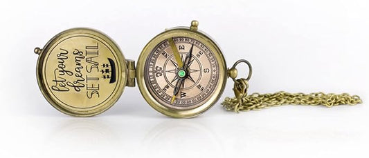 Handmade Antique Vintage Brass Compass | Exquisite Nautical Compass | Home Decor | Pocket Compass Gift for Every Occasion | Super7One